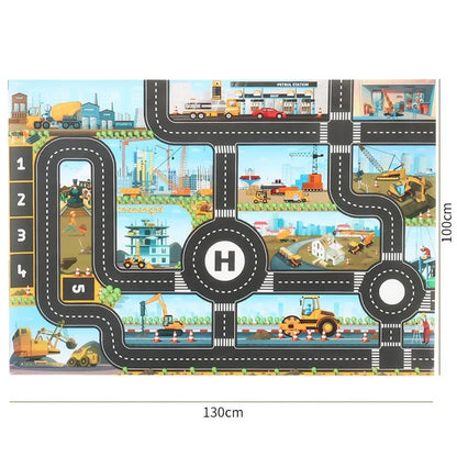 100x130 Kids Playmat Farm Road Portable Map Baby Educational Rugs Toddler