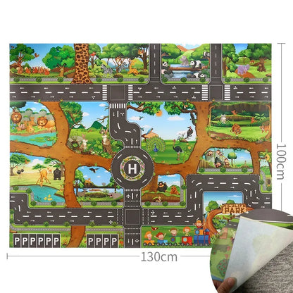 100x130 Kids Playmat Farm Road Portable Map Baby Educational Rugs Toddler