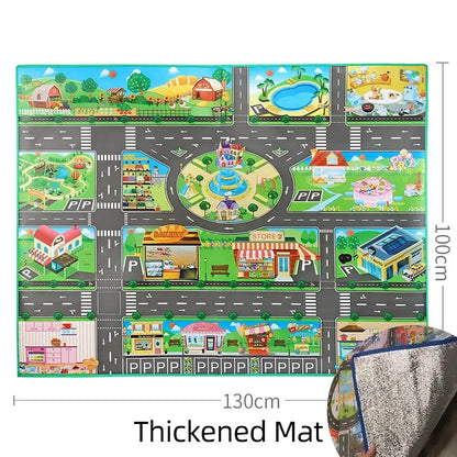 100x130 Kids Playmat Farm Road Portable Map Baby Educational Rugs Toddler