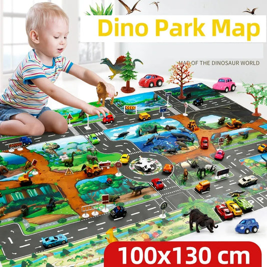 100x130 Kids Playmat Farm Road Portable Map Baby Educational Rugs Toddler