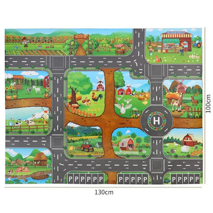 100x130 Kids Playmat Farm Road Portable Map Baby Educational Rugs Toddler