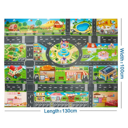 100x130 Kids Playmat Farm Road Portable Map Baby Educational Rugs Toddler
