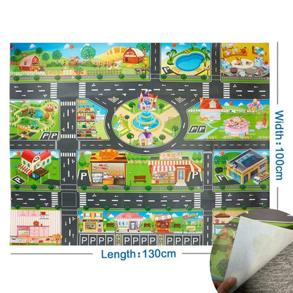 100x130 Kids Playmat Farm Road Portable Map Baby Educational Rugs Toddler