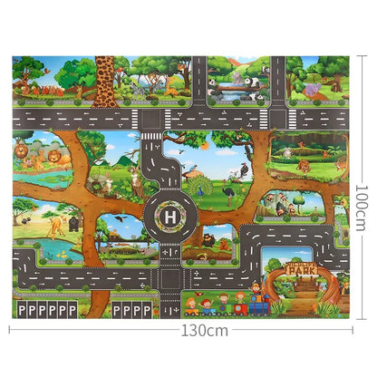 100x130 Kids Playmat Farm Road Portable Map Baby Educational Rugs Toddler
